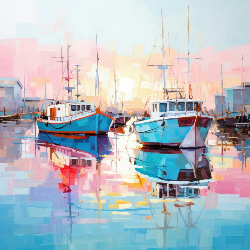 Bateaux Au Coucher Du Soleil