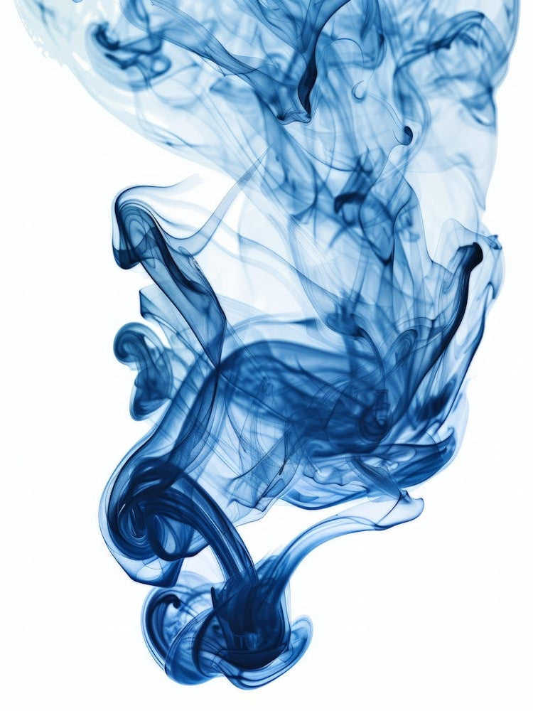 Blue Smoke On White Background Photo