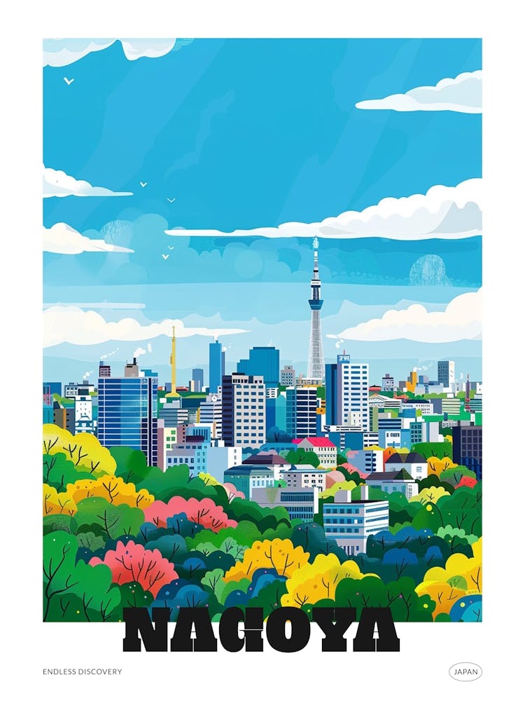 Nagoya Japan 2 Colourful Travel Poster