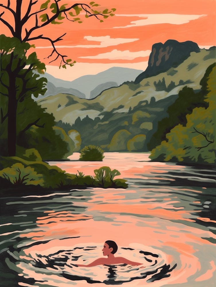 Wild Swimming At Rydal Water Cumbria 1