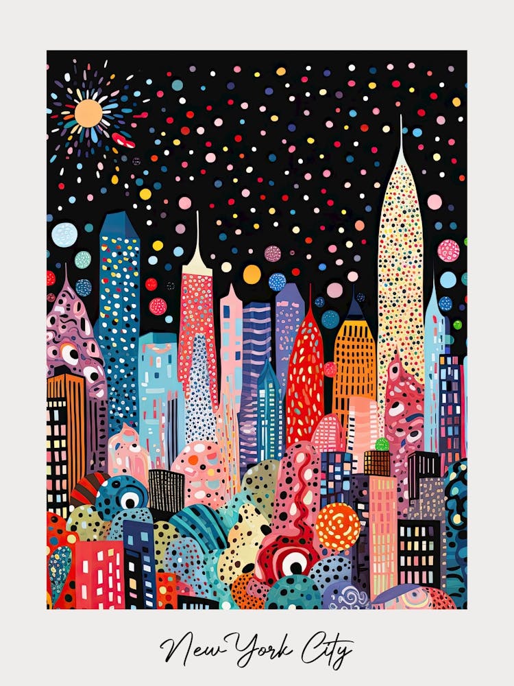 Poster Of New York City, Illustration In The Style Of Pop Art 1