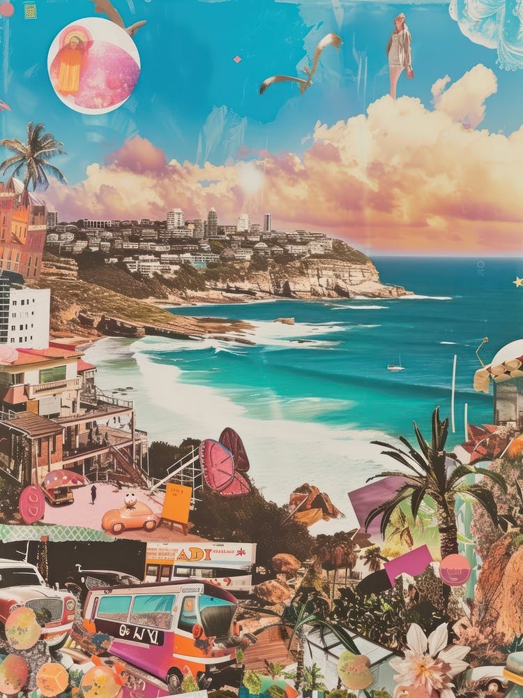 Bondi Beach   Retro Collage Style 4