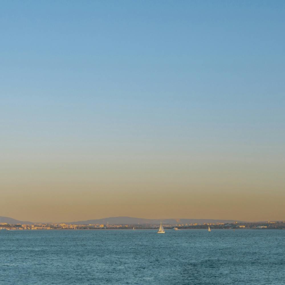Summertime On The Waterfront  Taag, Lisbon, Portugal   Pastel Color Travel Photography Square