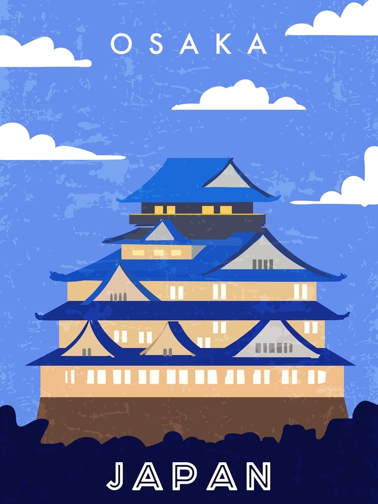 Osaka, Japan — Retro travel minimalist poster