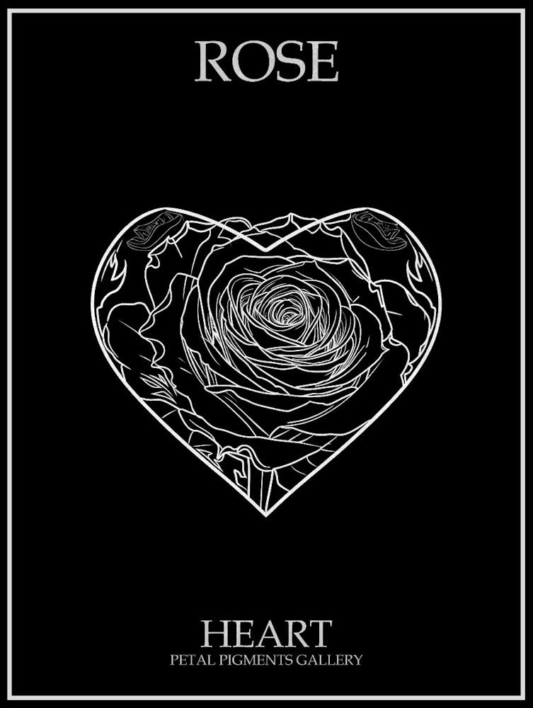 Rose Heart Line Drawing 1 Poster Inverted