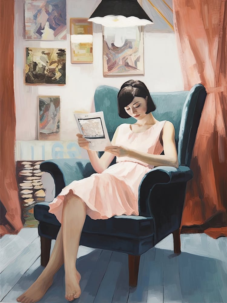 Girl Reading Art Books