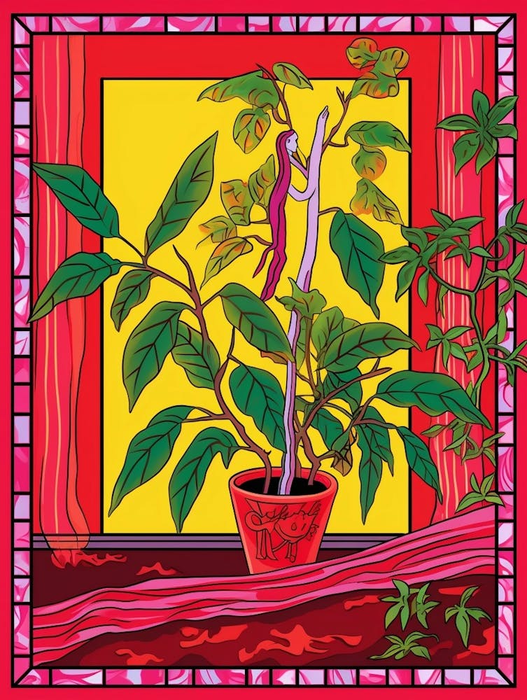 Pink And Red Plant Illustration Croton Norma 2