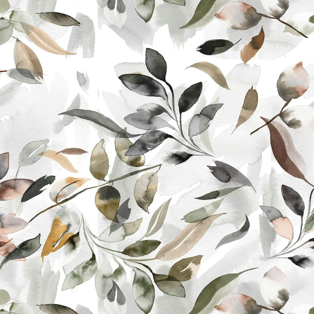 Feuilles à l'aquarelle Gris Neutre Carré