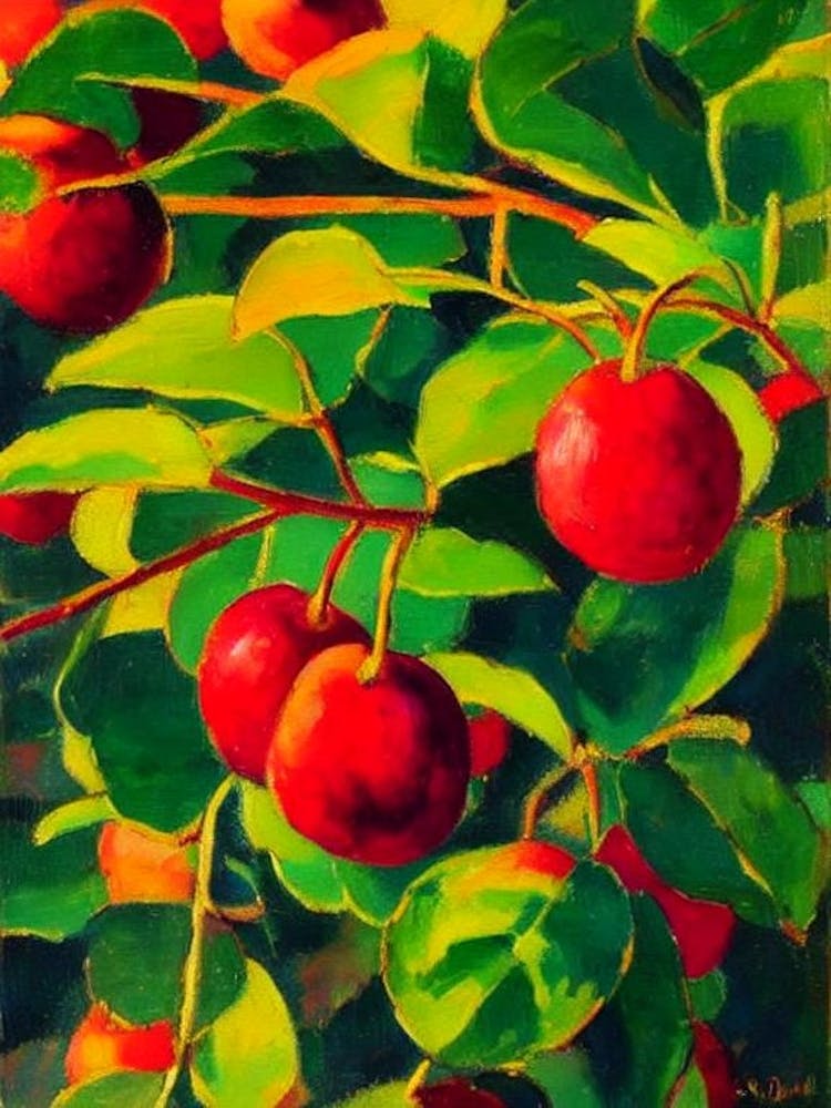 Surinam Cherry 2 Fruit Vibrant Matisse Inspired Painting Fruit