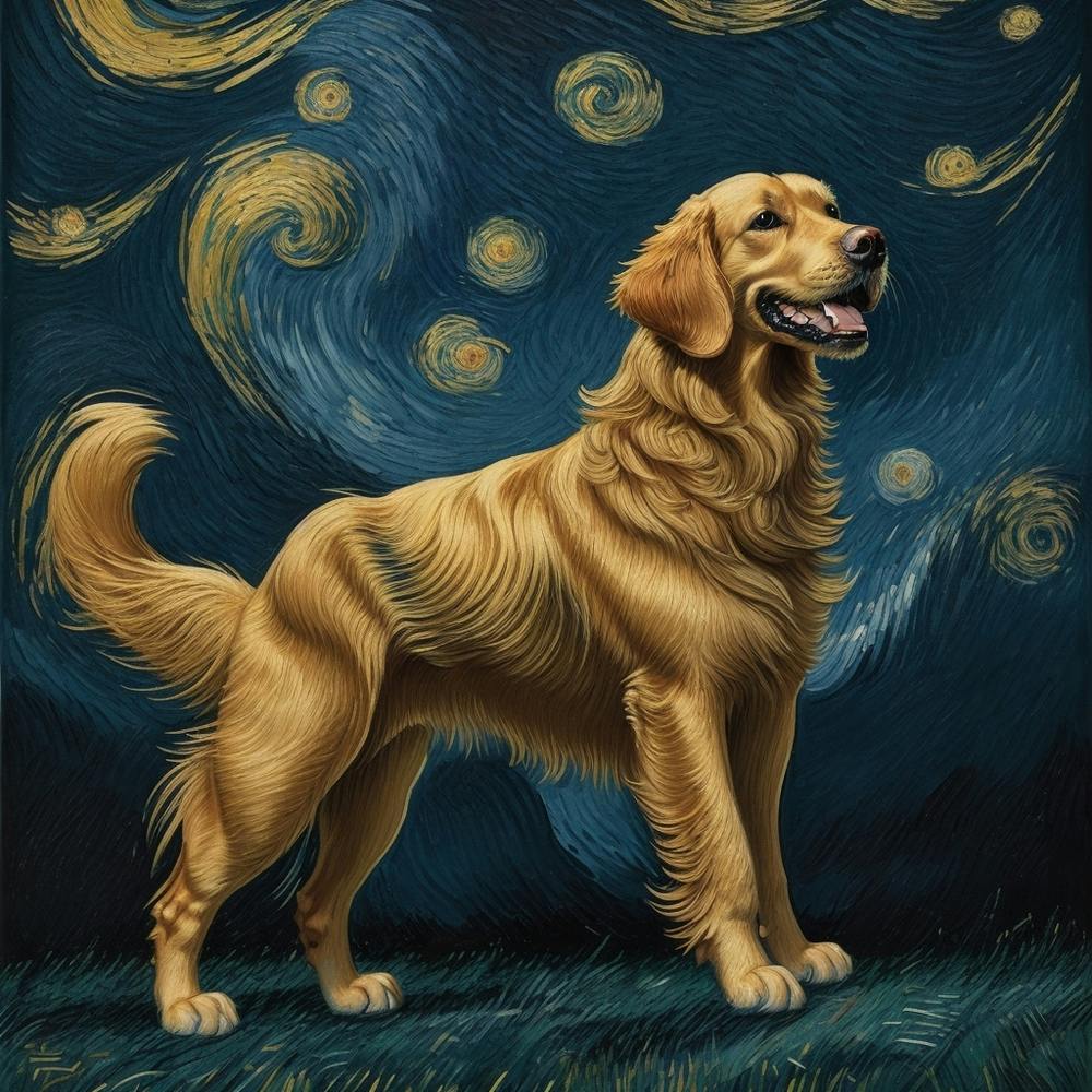 Golden Retriever Starry Night