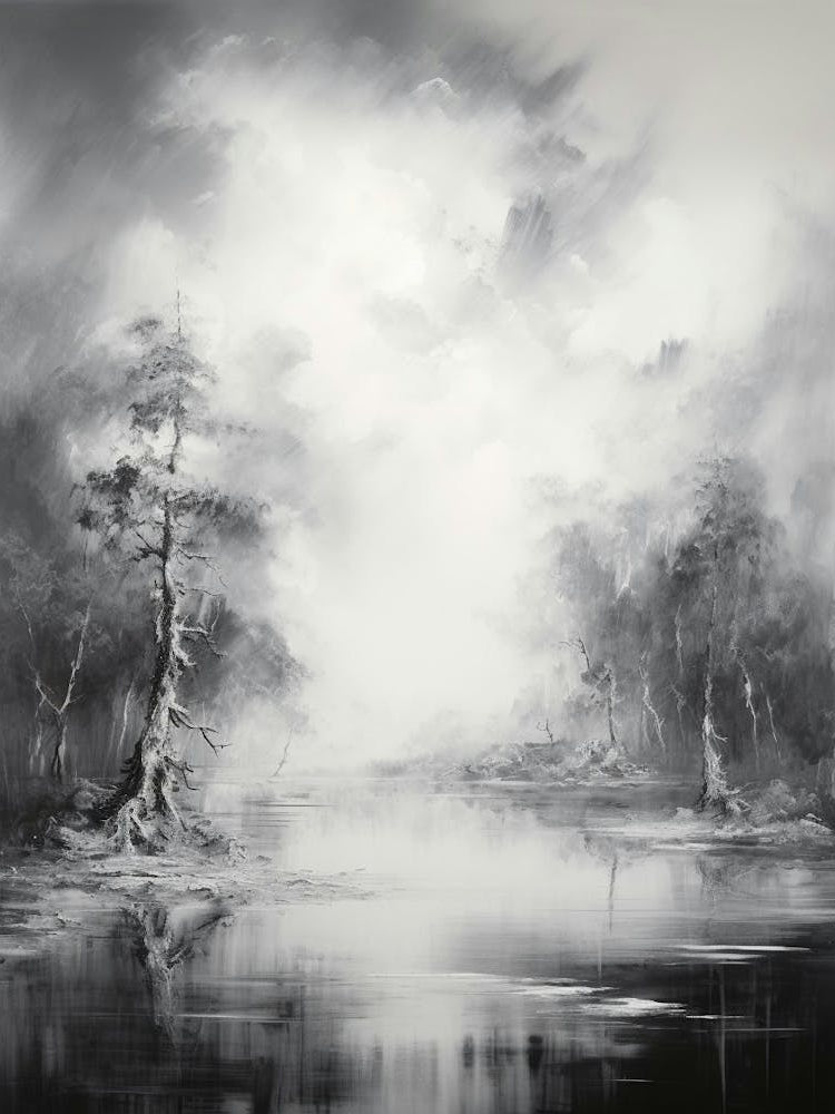 Ethereal Landscape Abstract Black And White 7