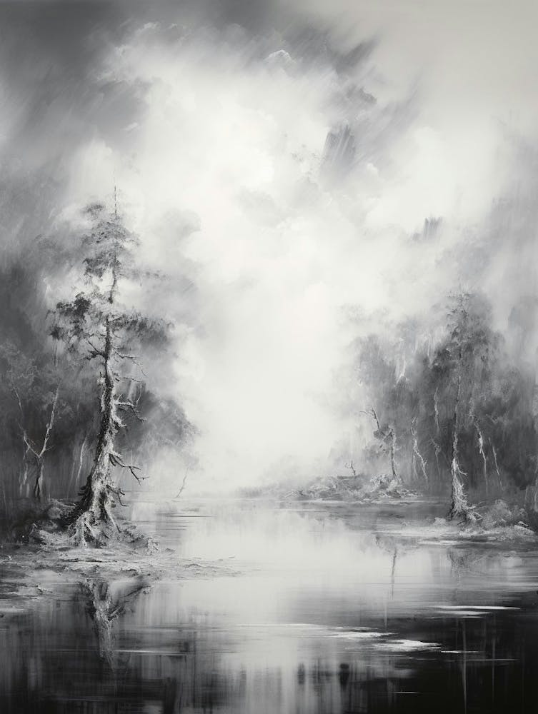 Ethereal Landscape Abstract Black And White 7