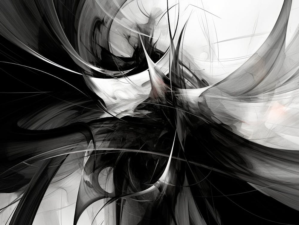 Quantum Entanglement Abstract Black And White 8