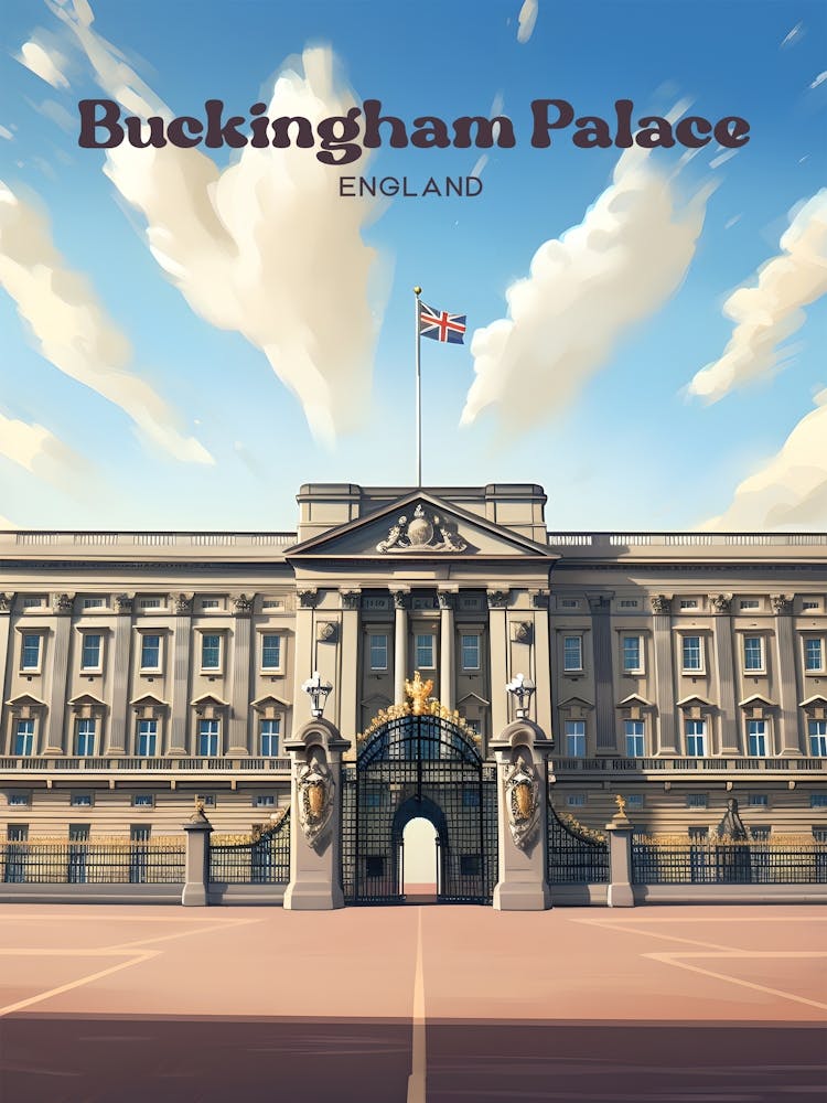 Buckingham Palace England Royal Travel Illustration