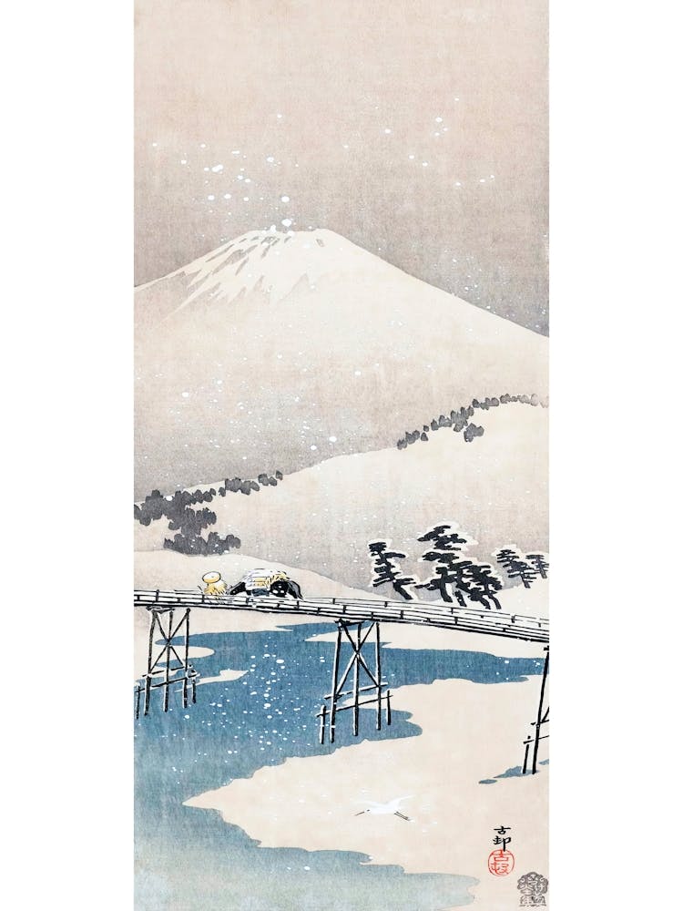 Snowy Landscape With Mount Fuji (1900–1910), Ohara Koson