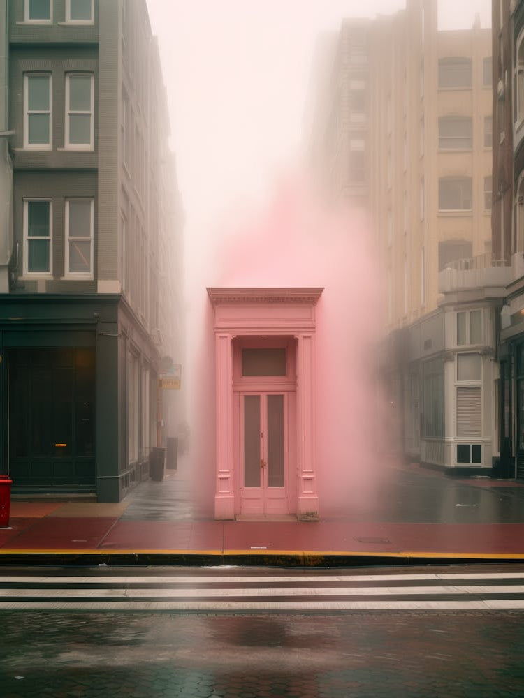Pink Building In The Fog 1