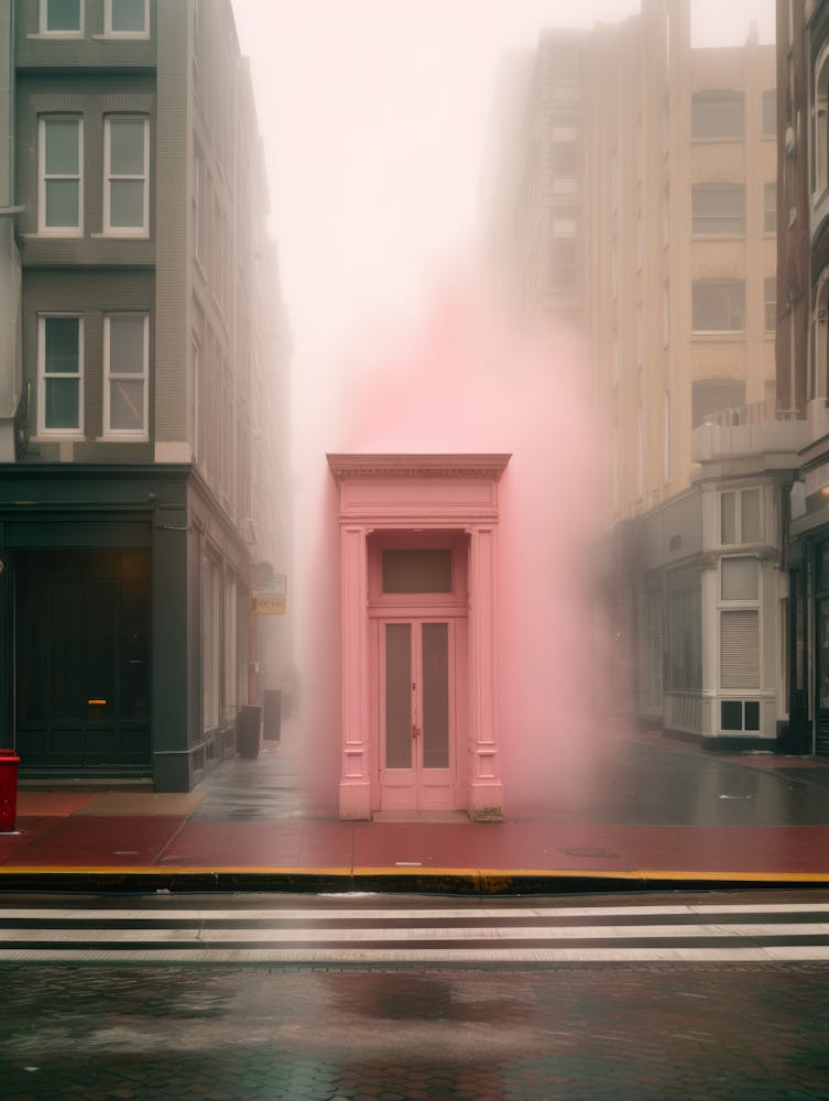 Pink Building In The Fog 1