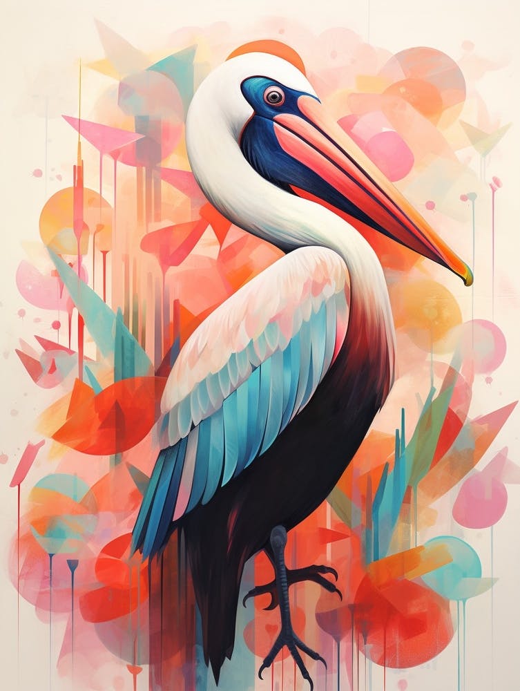 Bird Painting Collage Pelican 4