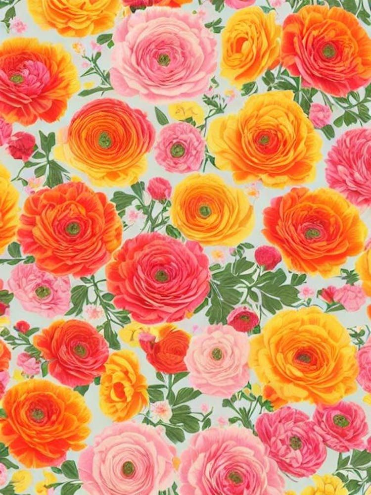 Ranunculus Floral Print Warm Tones 2 Flower