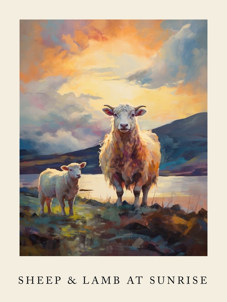 Sheep & Lamb At Sunrise
