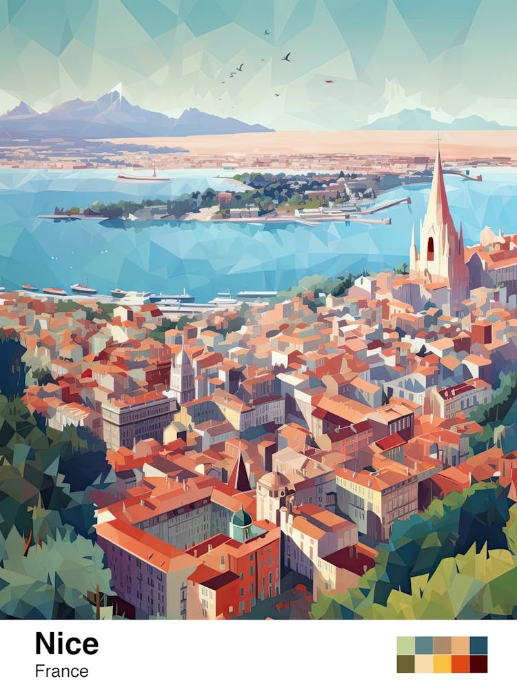 Nizza, Frankreich, Geometric Illustration 3 Poster
