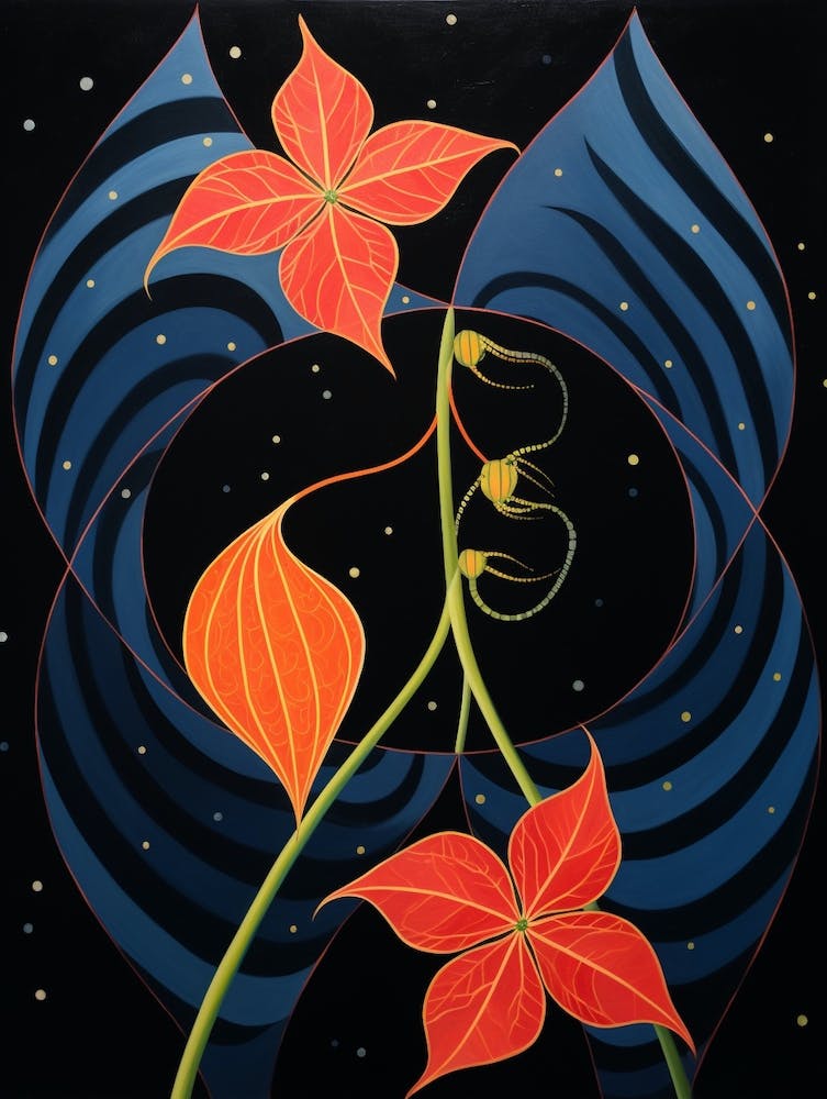 Gloriosa Lily 3 Hilma Af Klint Inspired Flower Illustration