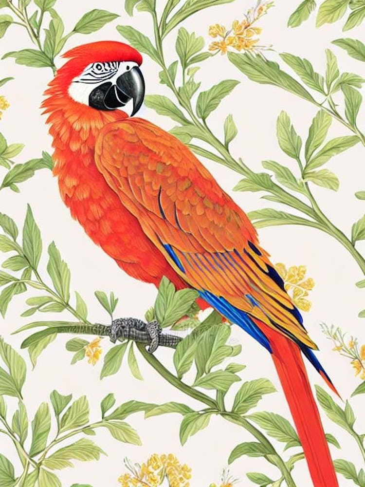 Macaw 2 William Morris Style Bird
