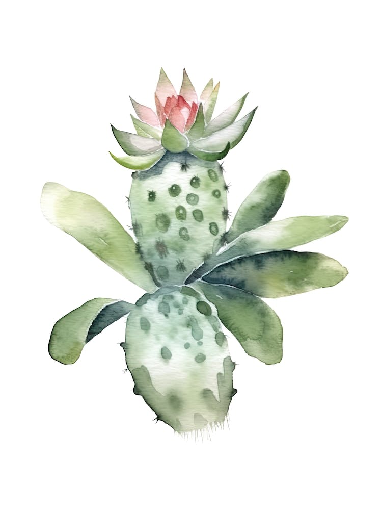 Spider Cactus Watercolour Drawing 2