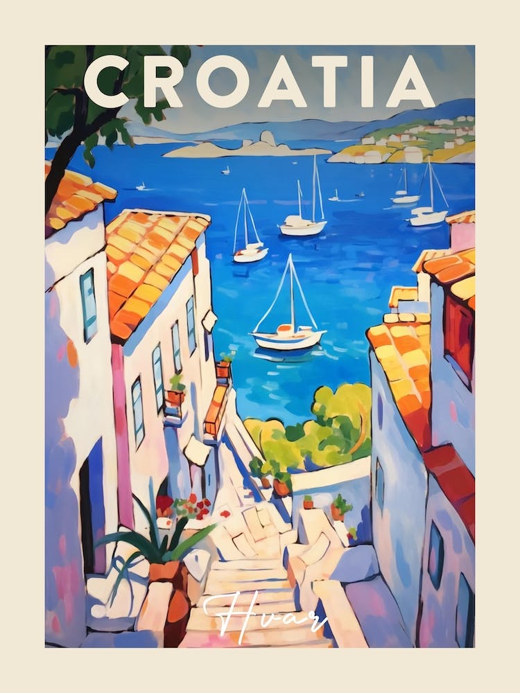 Hvar Croatia 1 Fauvist Painting  Travel Poster