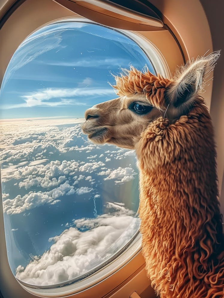 Llama Airplane Window