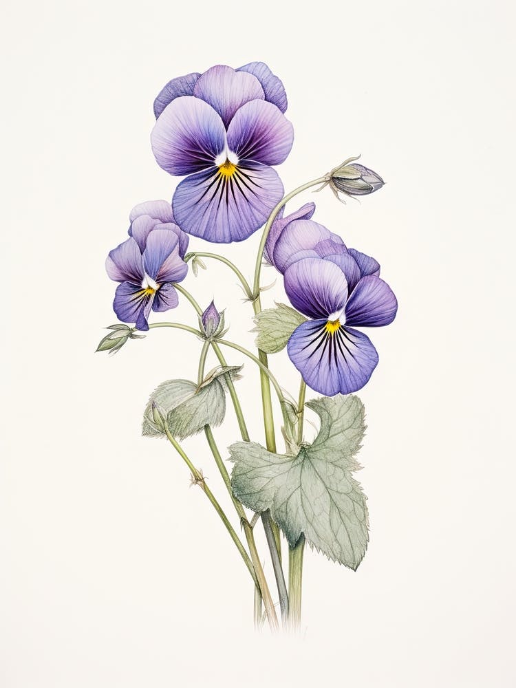 Violets Flower Vintage Botanical 1