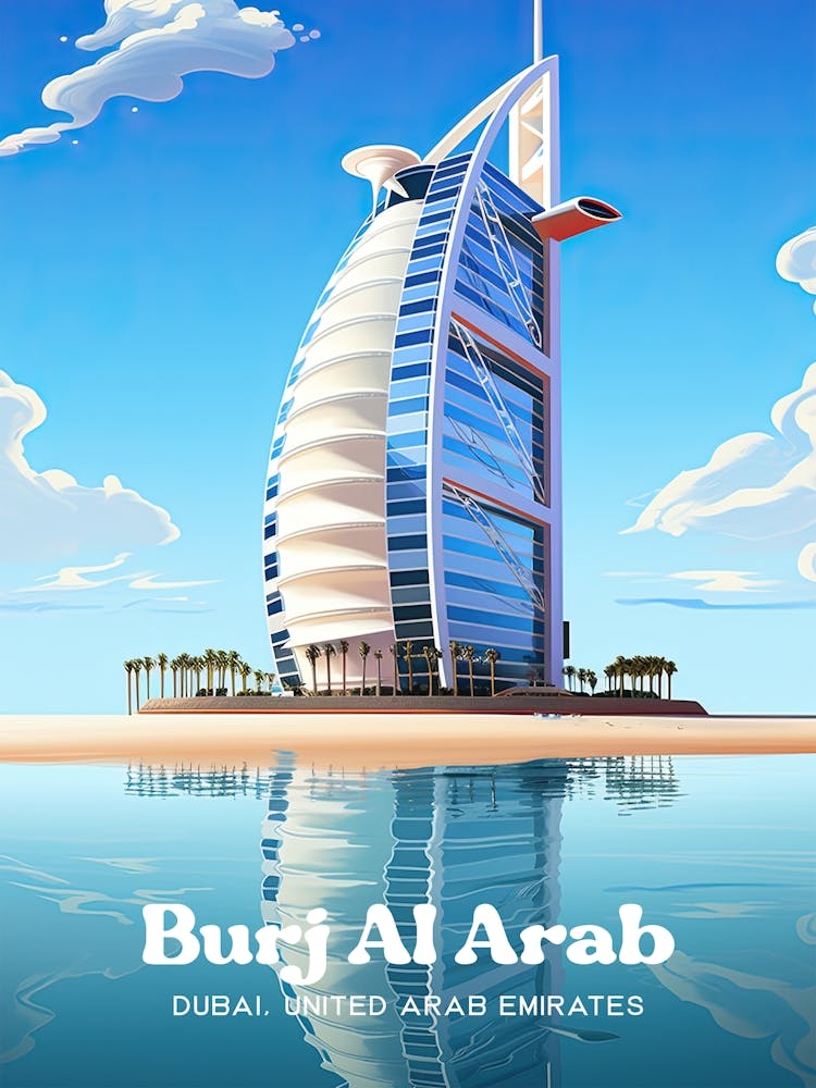Burj Al Arab Dubai Luxury Hotel Travel Art