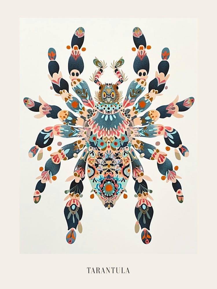 Colourful Insect Illustration Tarantula 8 Poster