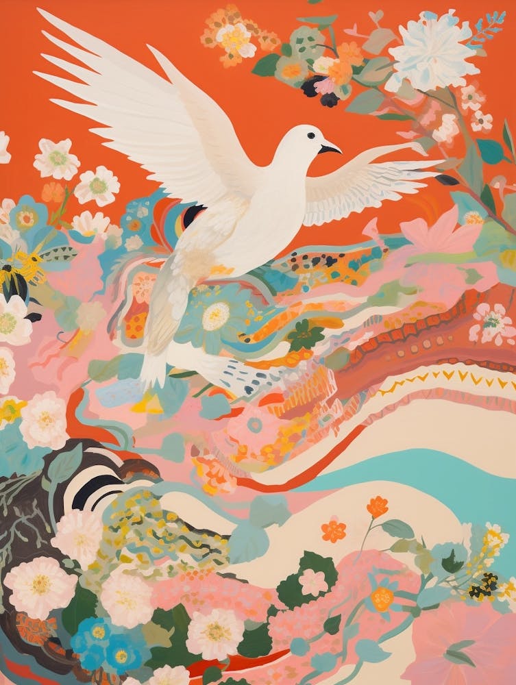 Maximalist Bird Painting Dove 2