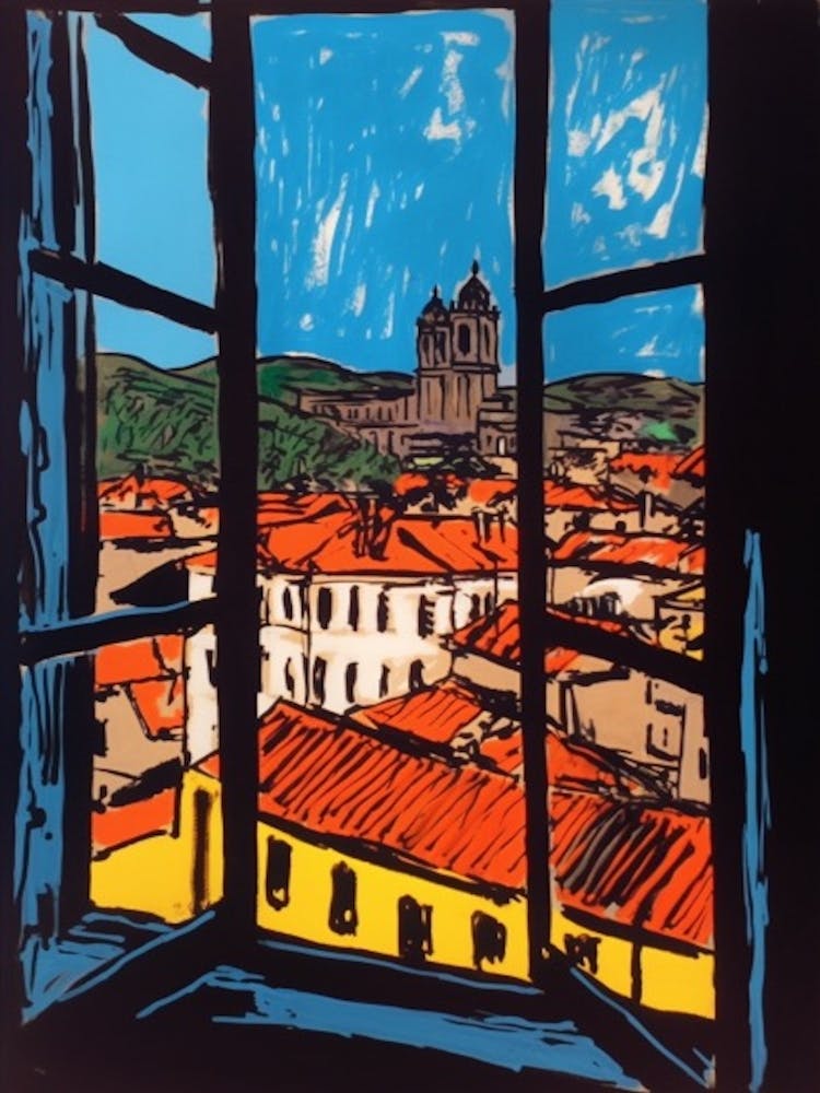 A Window View Of Florence In The Style Of Pop Art 2