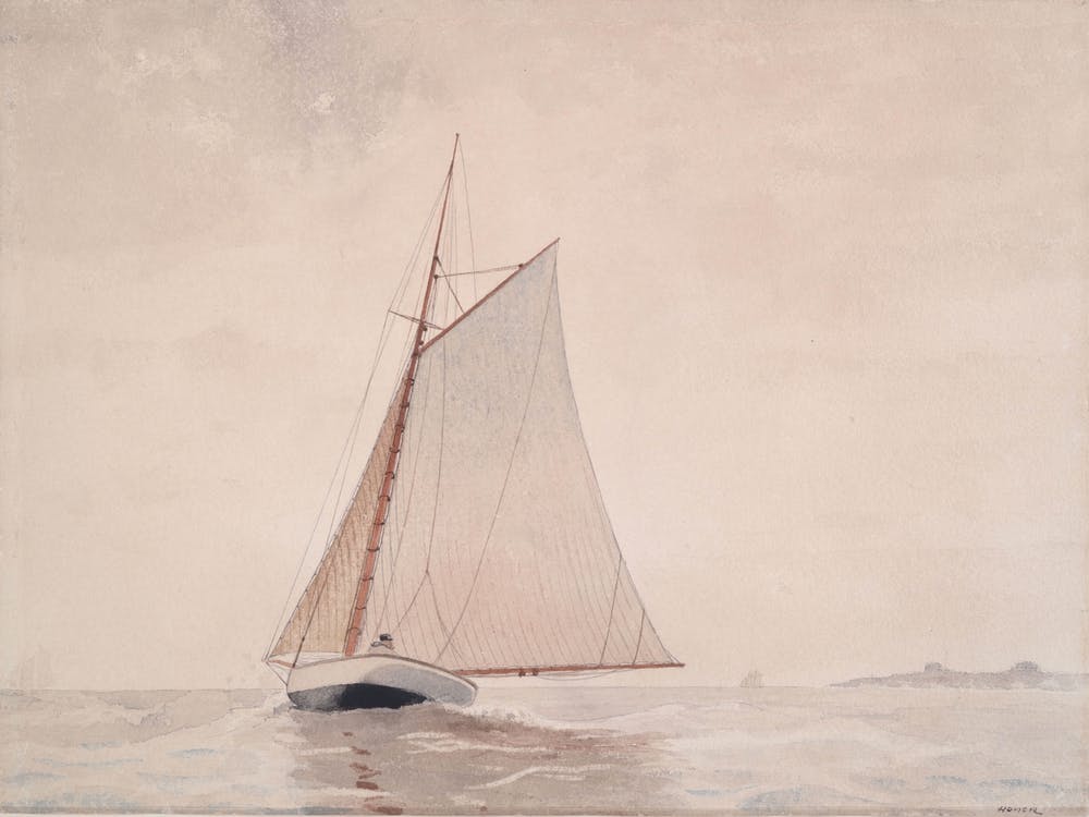 Sailboat On The Ocean Vintage Painting