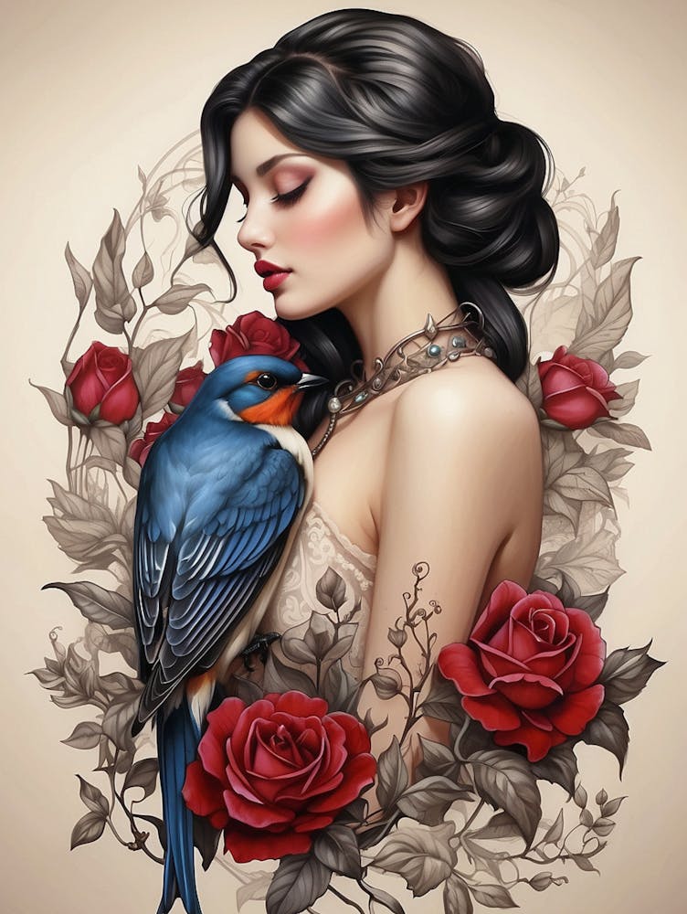 Swallow love bird tattoo