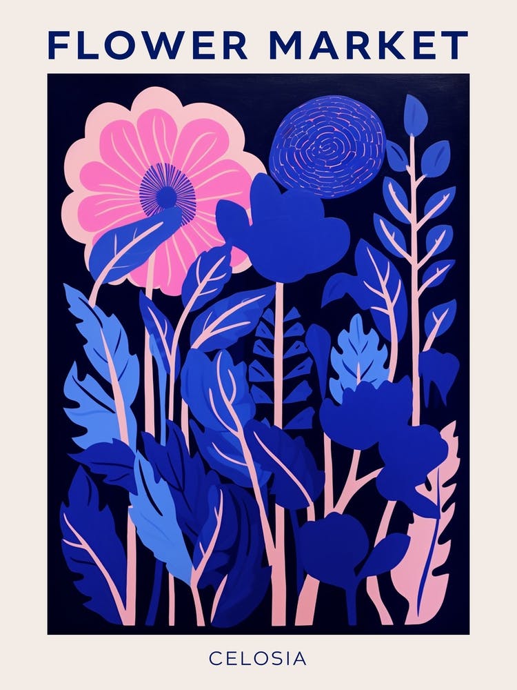 Blue Flower Market Poster Celosia 2