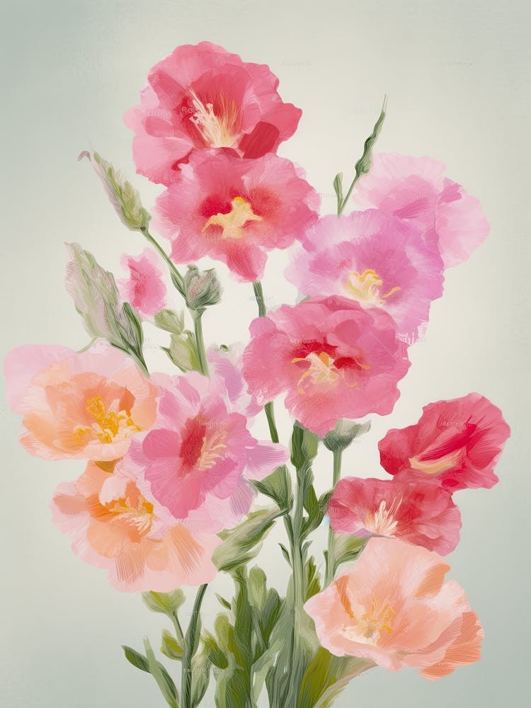 Snapdragons Flowers Acrylic Painting In Pastel Colours 2