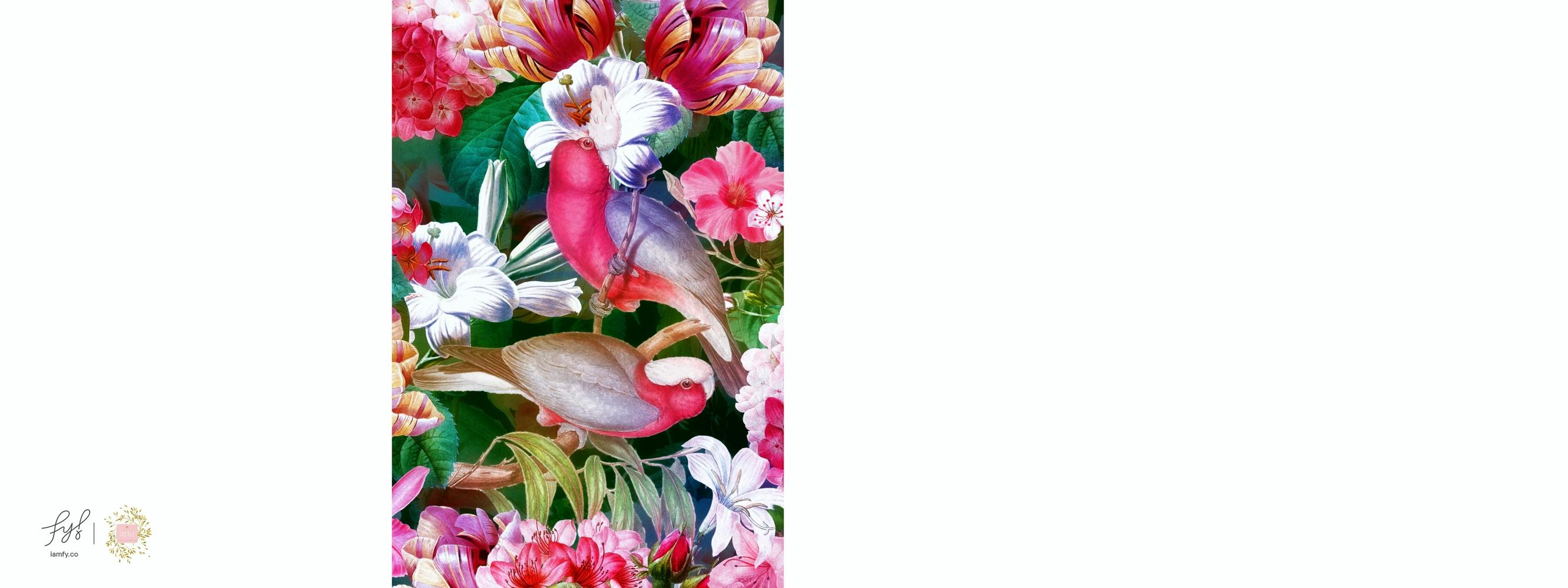 Tropical Luminous Pink Vintage Parrot Jungle Garden