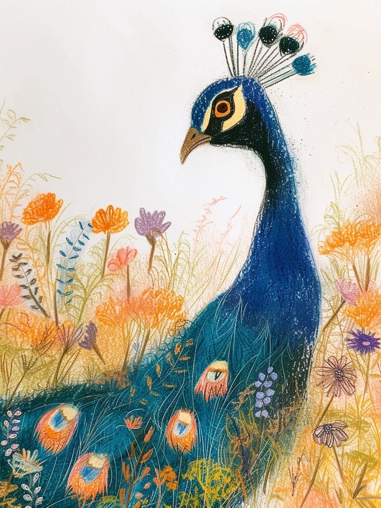 Peacock In The Meadow Sketch 1