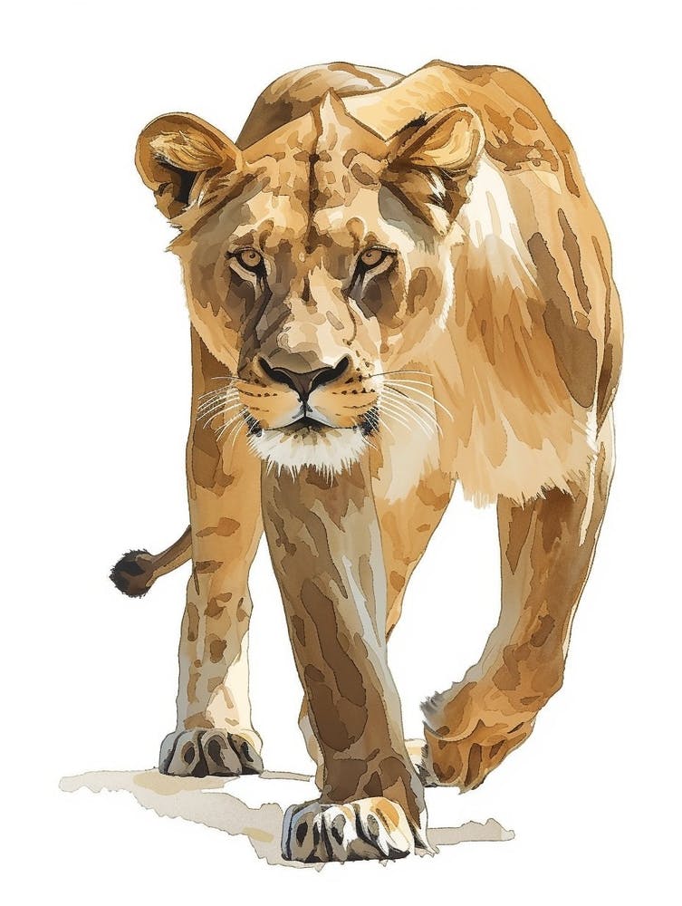 Barbary Lioness On The Prowl Clipart 1