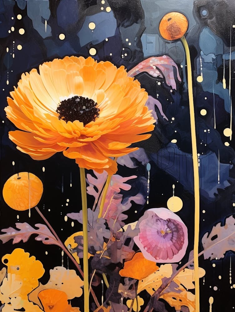 Surreal Florals Calendula 1 Flower Painting