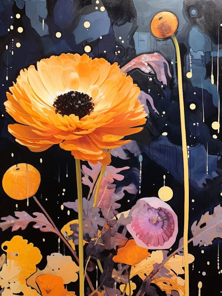 Surreal Florals Calendula 1 Flower Painting