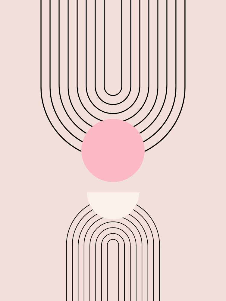 Mid Century Modern | 06 - Sun And Rainbow Blush Pink