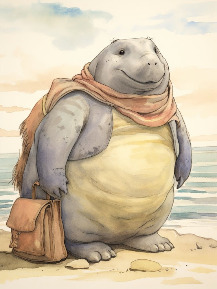 Storybook Animal Watercolour Elephant Seal
