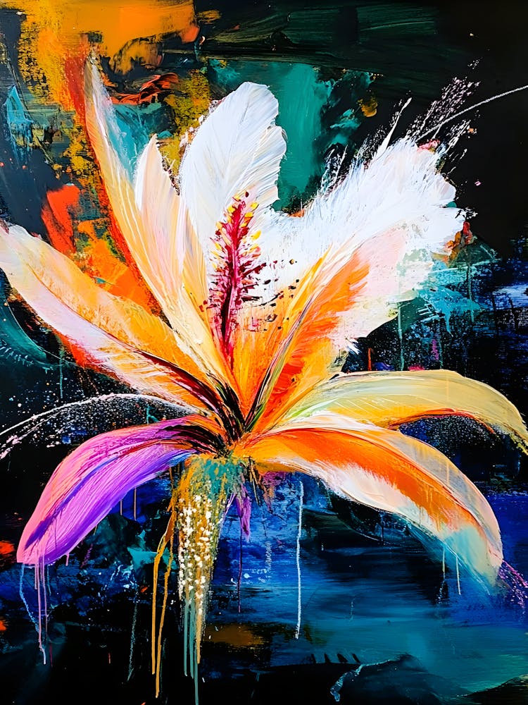 Modern Botanical Artwork – Textured Abstract Flower In Soft Pastels