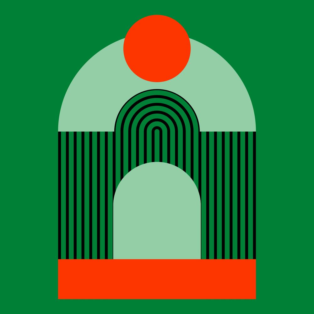 Grüner Mid-Century Bogen 1