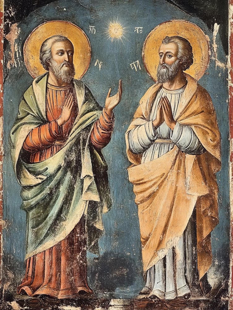 Saints John And St John. Saints In An Old Painting