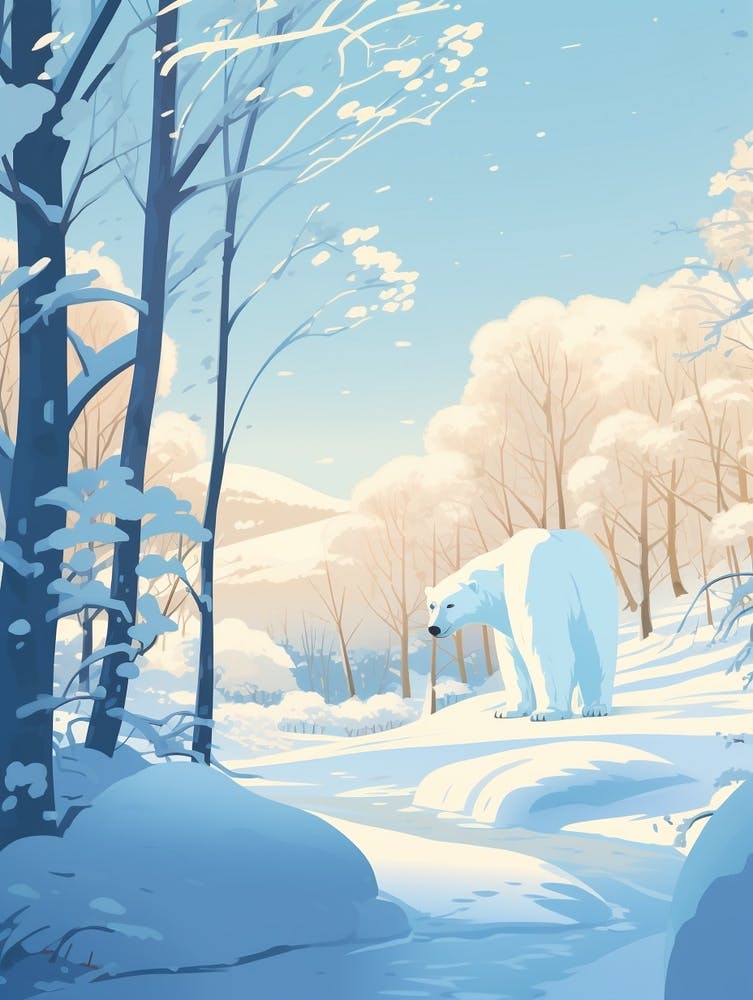 Winter Polar Bear 6 Illustration